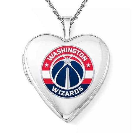 14k White Gold Washington Wizards Heart Locket – 3/4 Inch X 3/4 Inch