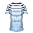 thumbnail image 4 of Karymi Womens Tops Dressy Casual Striped Short Sleeve T‑Shirt, Crisscross Cutout V‑Neck Casual Tee Top, Hollow‑Out Neckline Casual Basic Top, Versatile for Daily Outings Short Sleeve Shirts for Women, 4 of 5