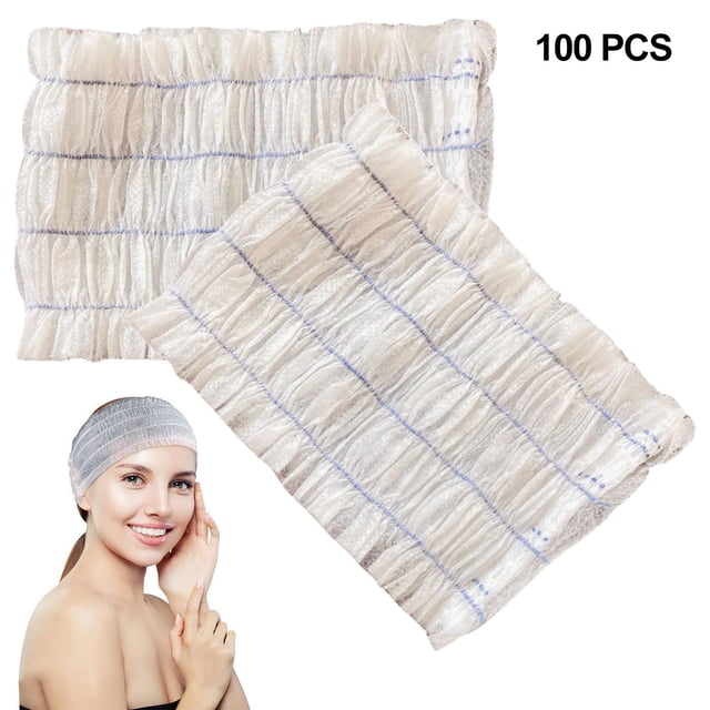 100 piezas de diademas desechables para , diademas para cabeza para mujeres y niñas, banda elástica cabellero para maquilje, , salón , Macarena Diademas de spa desechables