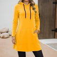 thumbnail image 2 of UJNDER Women's Casual Hoodie Dress Long Sleeve with Pocket Fall Winter Yellow XXXXL, 2 of 6