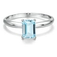 thumbnail image 3 of Gem Stone King 14K White Gold Sky Blue Aquamarine Solitaire Engagement Ring for Women | 0.80 Cttw | Octagon 7X5MM | Gemstone March Birthstone | Size 8, 3 of 6