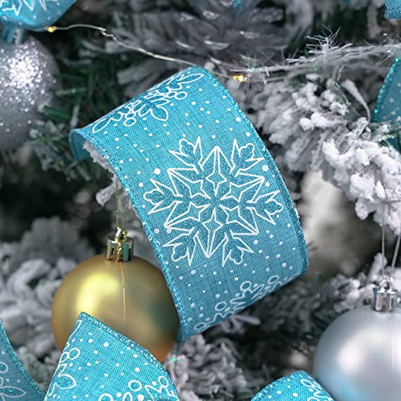 20 Rolls Christmas Grosgrain Ribbon Snowflake Christmas Tree Wrapping  Ribbon Soft Craft Ribbon Christmas Polyester Satin Ribbon Hair Bow Clip