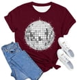 thumbnail image 5 of DGMIOCS Black and White Disco Ball Club Retro T-Shirt Women's Short Sleeve Casual Party T-Shirt XL, 5 of 5