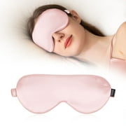THXSILK 22 Momme Silk Sleep Eye Mask, Lightweight & Comfortable, Super Soft Eye Mask for Sleeping, Naps, Night Blindfold Eyeshade, Charming Pink