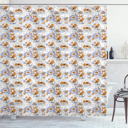 Ambesonne Floral Shower Curtain, Flourishing Spring Flowers, 69"Wx75"L, Lavender Blue Orange