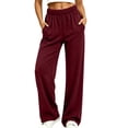 thumbnail image 3 of Maplenight Womens Wide Leg Pants with Pockets Elastic High Waist Casual Pants Work Office Evening Trousers, 3 of 7