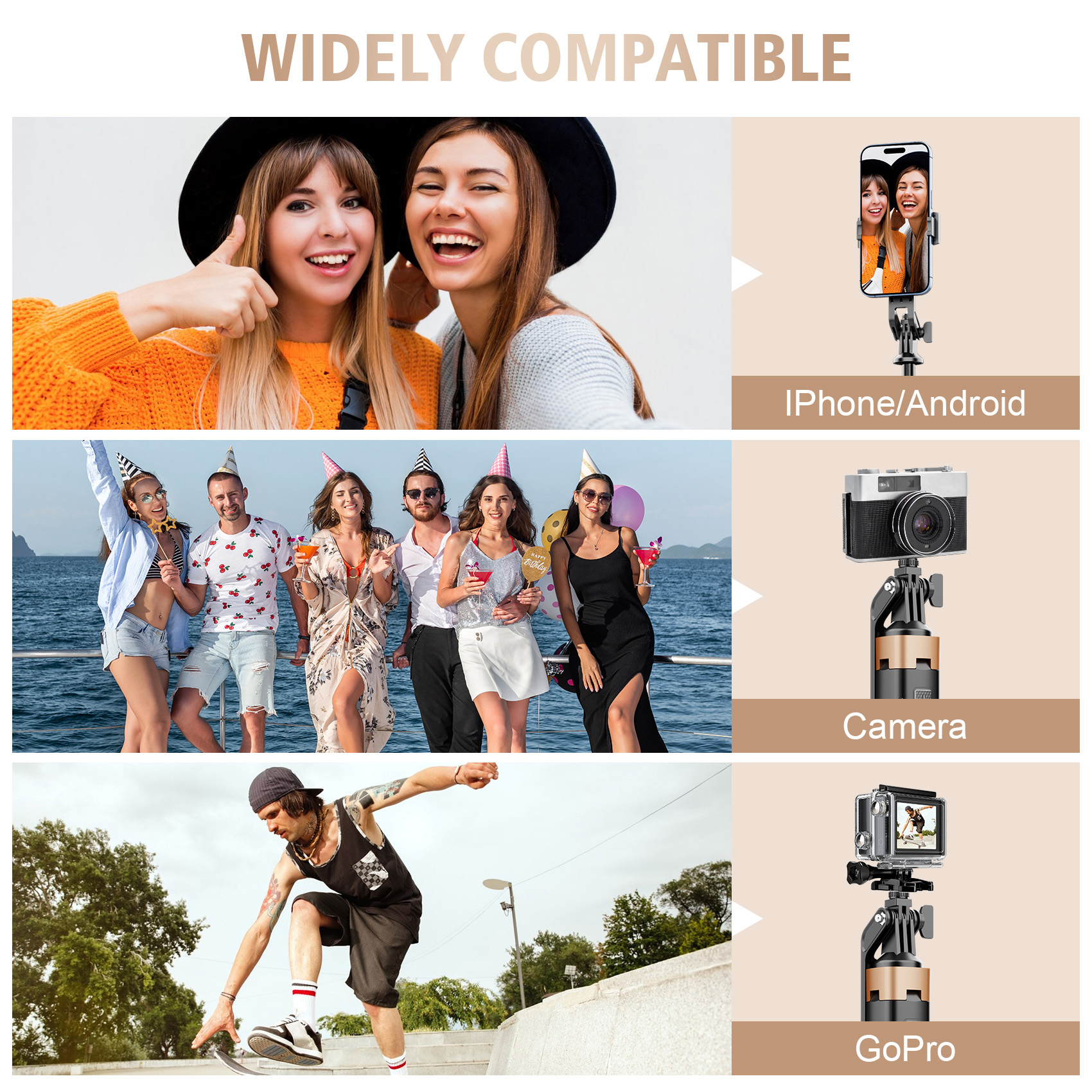 YOLETO Selfie Stick Phone Tripod, 71 Inches Tall, Black photo 2