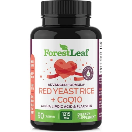 Forest Leaf Red Yeast Rice Supplement with COQ 10, Flaxseed & Alpha Lipoic Acid, 90 Count