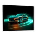 thumbnail image 2 of Designart "Teal Hybrid Car With Neon Accents I" Car Exotic Floater Framed Wall Decor, 2 of 5
