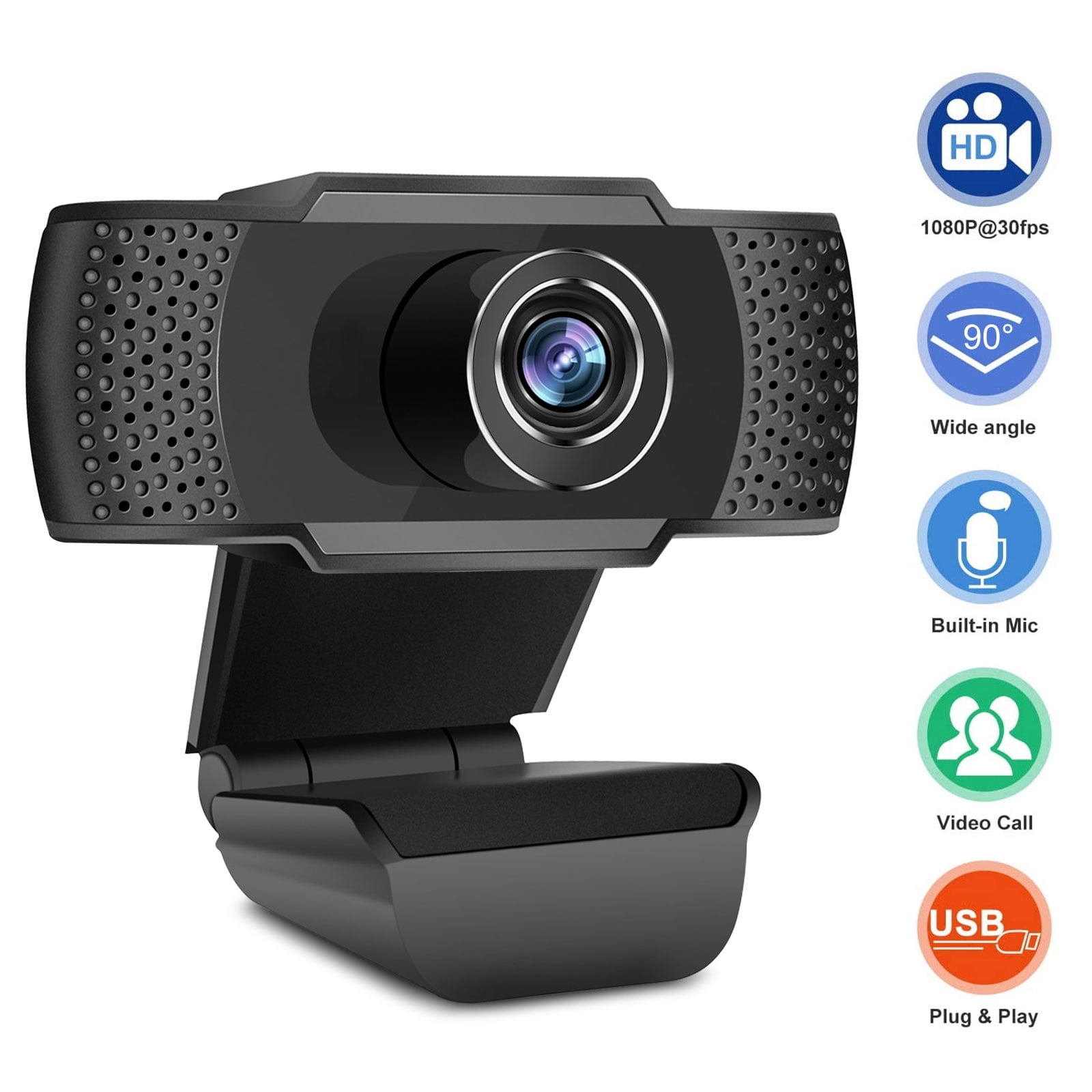 Webcam HD Webcam 1080P with Privacy Shutter and Tripod Stand Pro Streaming Web Camera with Microphone Widescreen USB Computer Camera for PC Mac Laptop Desktop Video Calling Conferencing Recording 