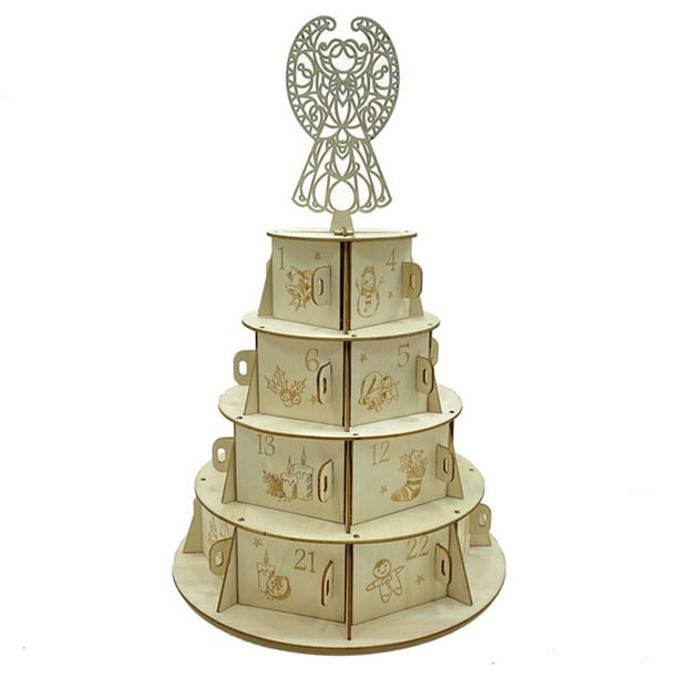 Adviento De Navidad De Madera Calendario De Cuenta Regresiva De Madera Diseño Festivo De Pueblo Navideño Con 24 Cajones Para Llenar Guardurnaity HA044563-02
