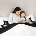 thumbnail image 5 of Feelyou Kawaii Anime Cat Queen Comforter Set for Kids, Cute Kitten Lover Bedding Sets, White Black Lines Reversible Bedding Comforter Set, Luxury Bedroom Decor, 3 Pieces, 5 of 8