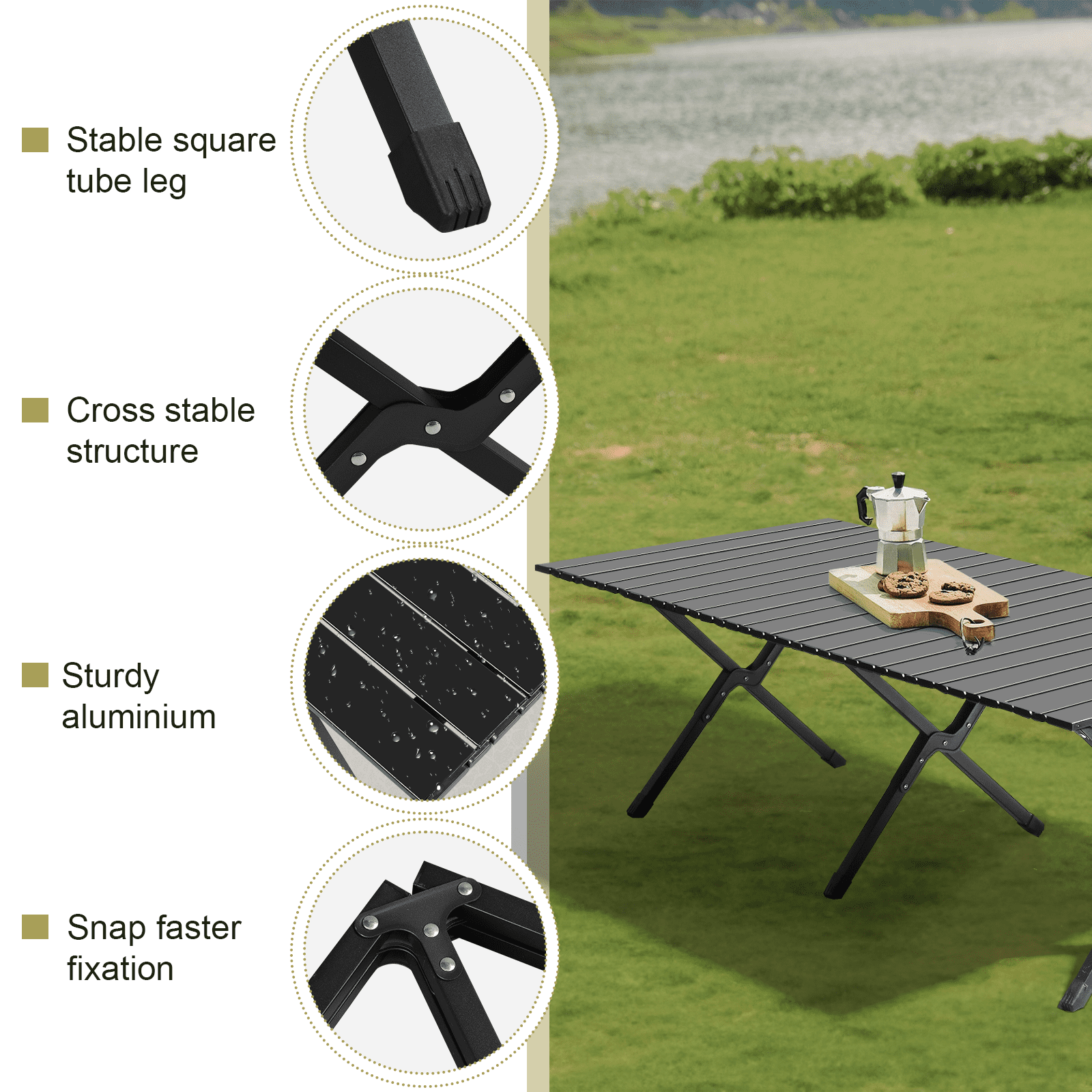 Ktaxon 46in Folding Camping Table Portable Picnic Table