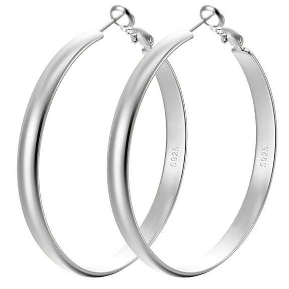 Leander Sterling Silver/Gold plated Hoop Earrings Large Silver Hoop Earrings for Women Lightweight Big Hoops Earring Hypoallergenic Thin Hoops Earring for Women 30/40/50/60/70MM