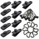 thumbnail image 1 of Paquete de 10 clips de lona para exteriores, soporte para lona con correas, cordón elástico + mosquetón en forma de D ZefeiWu 8390614396012, 1 of 1