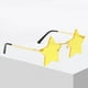 thumbnail image 4 of Gafas de sol en forma de estrella de moda para hombres y mujeres, compras, viajes, tonos únicos, gafas sin marco, coloridas , AMARILLO, 4 of 7