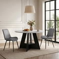 thumbnail image 3 of Hawsaiy 5 Piece Round Dining Table Set for 4, 47.3" Kitchen Dining Table with Storage Shelf & 4 PU Leather Dining Chairs, Modern Kitchen Table Set with Crossed Metal Legs, 3 of 11