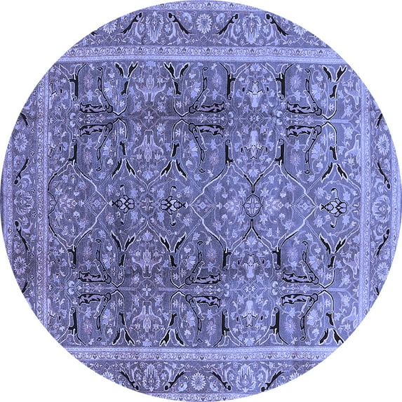 Ahgly Company Indoor Round Oriental Blue Traditional Area Rugs, 4' Round
