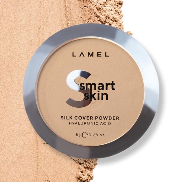 Lamel Smart Skin Silk Polvo compacto - Polvo de acabado prensado de larga duración - Maquillaje de control de aceite adecuado para piel seca Fórmula ligera - 404 Arena 0.28 oz