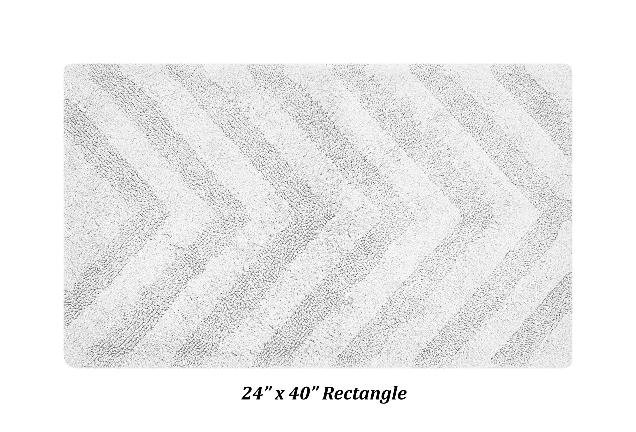 Better Trends 24" x 40" Bathroom Rugs 100% Cotton Soft Water Absorbent Non Slip Bath Mat Machine Washable Rug (White) Hugo Collection