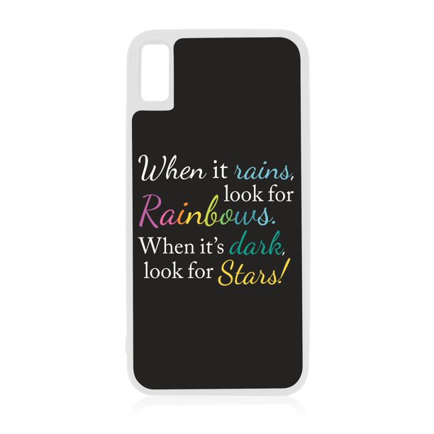 Rainbows and Stars 10 XR Quote Cases XR Quote Case Case White Rubber Case for iPhone XR