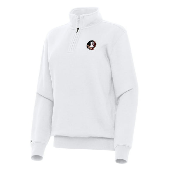 Women's Antigua White Florida State Seminoles Victory Quarter-Zip Sweatshirt