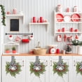 thumbnail image 4 of 2 Pcs Black and White Checkered Mini Christmas Wreaths for Kitchen Cabinet Window Wall Norfolk Pine Holiday Farmhouse Decor 10.6 Inch, 4 of 4