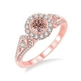 thumbnail image 1 of 1.50 Carat Round cut Morganite and Diamond Halo Engagement Ring in 14k Rose Gold affordable morganite & diamond engagement ring, 1 of 3