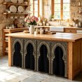 thumbnail image 6 of Double Arches Cabinet Curtains for Kitchen 28"W x 51"L, Vintage Traditional Black Gold Floral Symmetrical Under Sink Skirt Magic Tape Short Curtain Decorative Privacy Panel for Pantry Cabinet Opening, 6 of 9