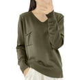 thumbnail image 2 of 2025 New Fashion Plus Size Women's Solid Color Long Sleeved V-neck Knitted Shirt With A Stripe Top, 2 of 3