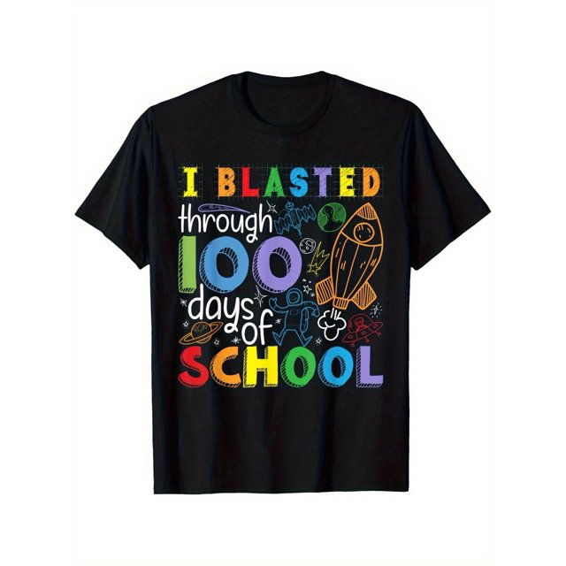 School Boy T-Shirt for 100 - Casual, Breathable Crew Neck Tee with Colorful Print, Perfect for Everyday and Summer Wear, Summer Tee