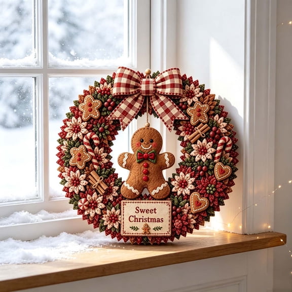 Velorith DIY Three-Dimensional Fabric Christmas Wreath Kit with Needle-Punching Art, Creative Holiday Craft Project for Family, Home Decor, and Handmade Gift.