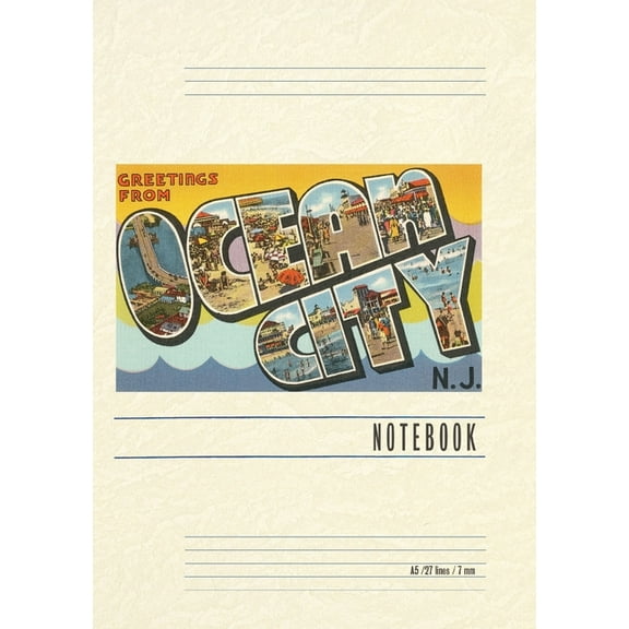 Vintage Lined Notebook Greetings from Ocean City, New Jersey, (Paperback)