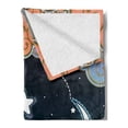 thumbnail image 2 of Moon Soft Flannel Fleece Throw Blanket, Cartoon Style Night Sky with Swirled Clouds Stars and Moon Dotted Lines, Cozy Plush for Indoor and Outdoor Use, 50" x 70", Dark Blue Salmon White, by Ambesonne, 2 of 5