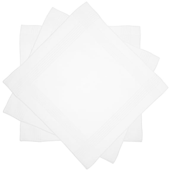 OFFIGAM 3-Pack White Cotton Handkerchiefs 15.7x15.7in Soft for Formal Occasions and Everyday Use
