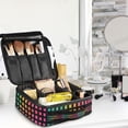 thumbnail image 5 of FORMRS Travel Makeup Bag Large Capacity Train Case Cosmetic Organizer with Adjustable Dividers, Pink Block Pattern, 5 of 8