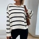 thumbnail image 1 of Suéter a rayas para mujer Suéter suelto blanco y negro Suéter suave Tops Otoño Invierno FLhrweasw Nuevo, 1 of 7