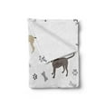 thumbnail image 2 of Dog Lover Soft Flannel Fleece Blanket, Paw Print Bones and Dog Silhouettes American Foxhound Breed Playful Pattern, Cozy Plush for Indoor and Outdoor Use, 50" x 70", Umber Beige Grey, by Ambesonne, 2 of 5