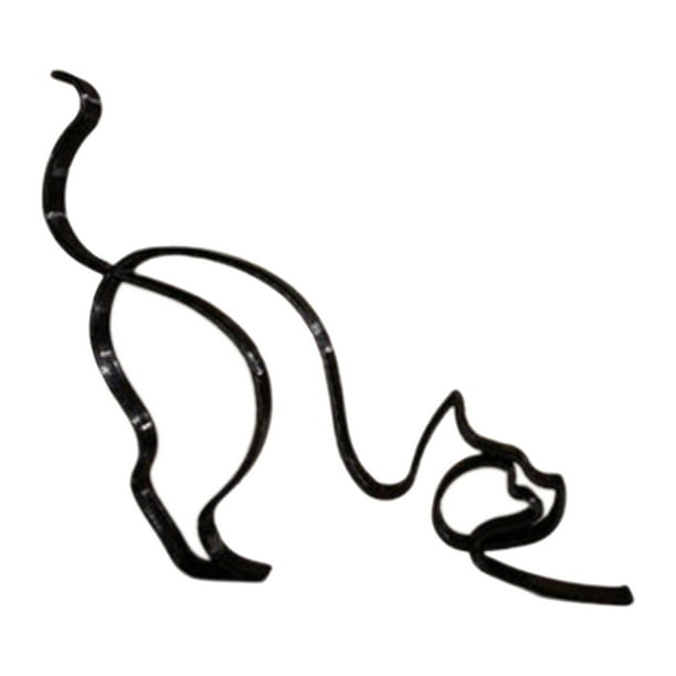 Escultura de arte minimalista de perro y gato de metal, animal geométrico abstracto de alambre de metal El 11x16x0.5cm A