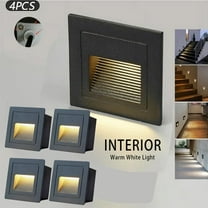 Petyoung LED Step Lights,4 Pack Outdoor IP65 Waterproof Recessed Light Staircase Light lamp, for Decks, Railing,Stairs, Step, Fence(Warm White)