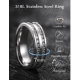 thumbnail image 6 of King Will 7mm Silver Stainless Steel Rings, Men's Wedding Rings White Cubic Zircon Inlay Flat Cut Ring for Men Women, Comfort Fit, Durable, Size 12, 6 of 7