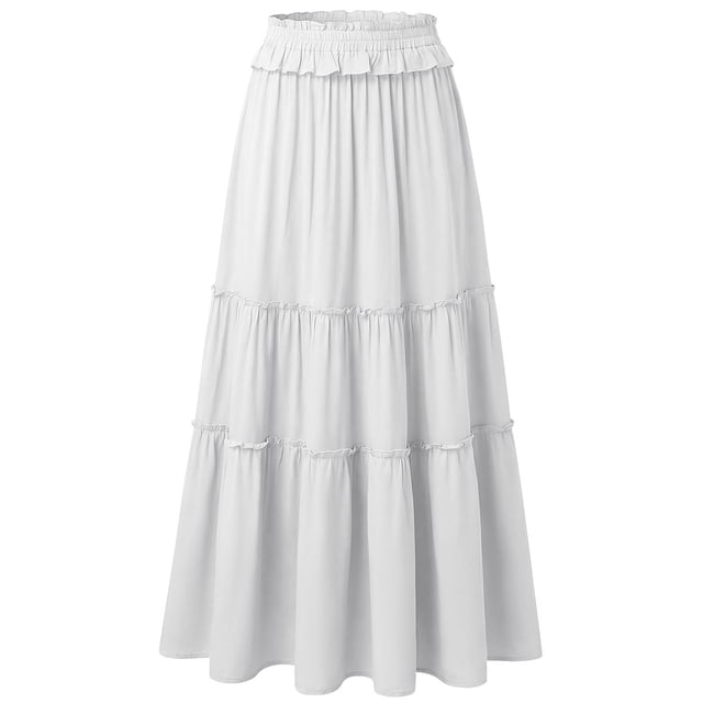 Faldas de Cintura Elástica para las Mujeres Verano Color Sólido Cordón Bolsillo Maxi Casual, Faldas Casuales para las Mujeres Confort Ajuste