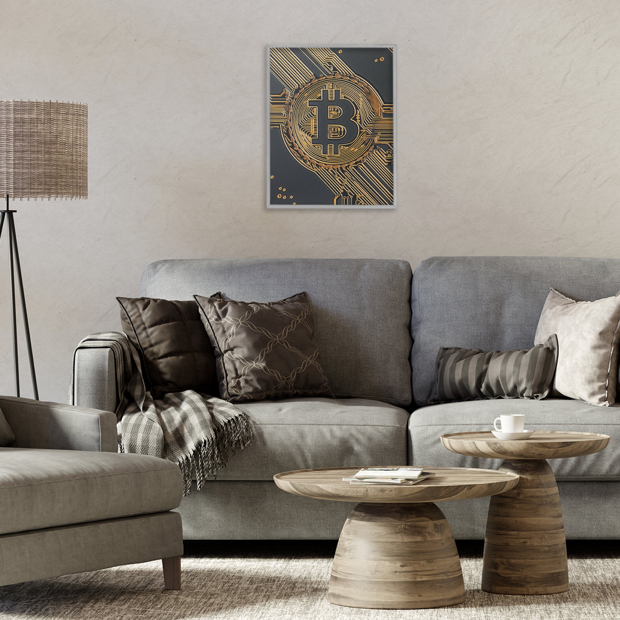Stupell Industries Web Of Wealth Circuits Gray Framed Giclee Art, design by Svetlana Aleynikova