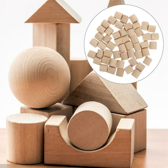 LEORX 50Pcs Wood Craft Blocks Cylinders 2.00X2.00X2.00Cm for Model Making and Diy Projects