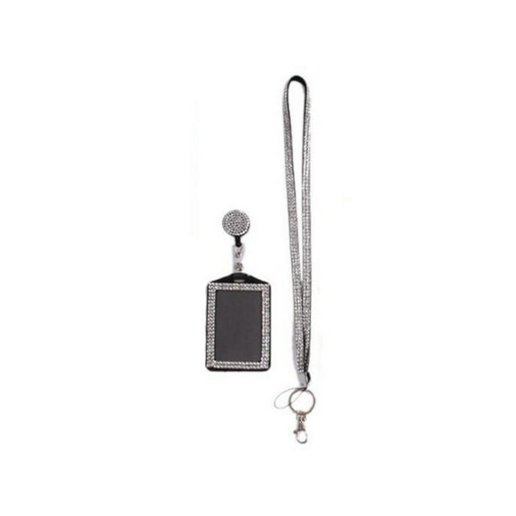 HONITANO White Metal Rhinestone Lanyards for Id Badges Name Badge Pendant 1Pcs Card Protection Visibility