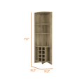 thumbnail image 5 of Tall Corner Bar Cabinet, Wooden Corner Coffee Wine Bar Unit with Built-in Wine Rack Cabinet Station with 8-Bottle & 5-Shelf, Wood Kitchen Pantry Storage Cabinet (Beige), 5 of 7
