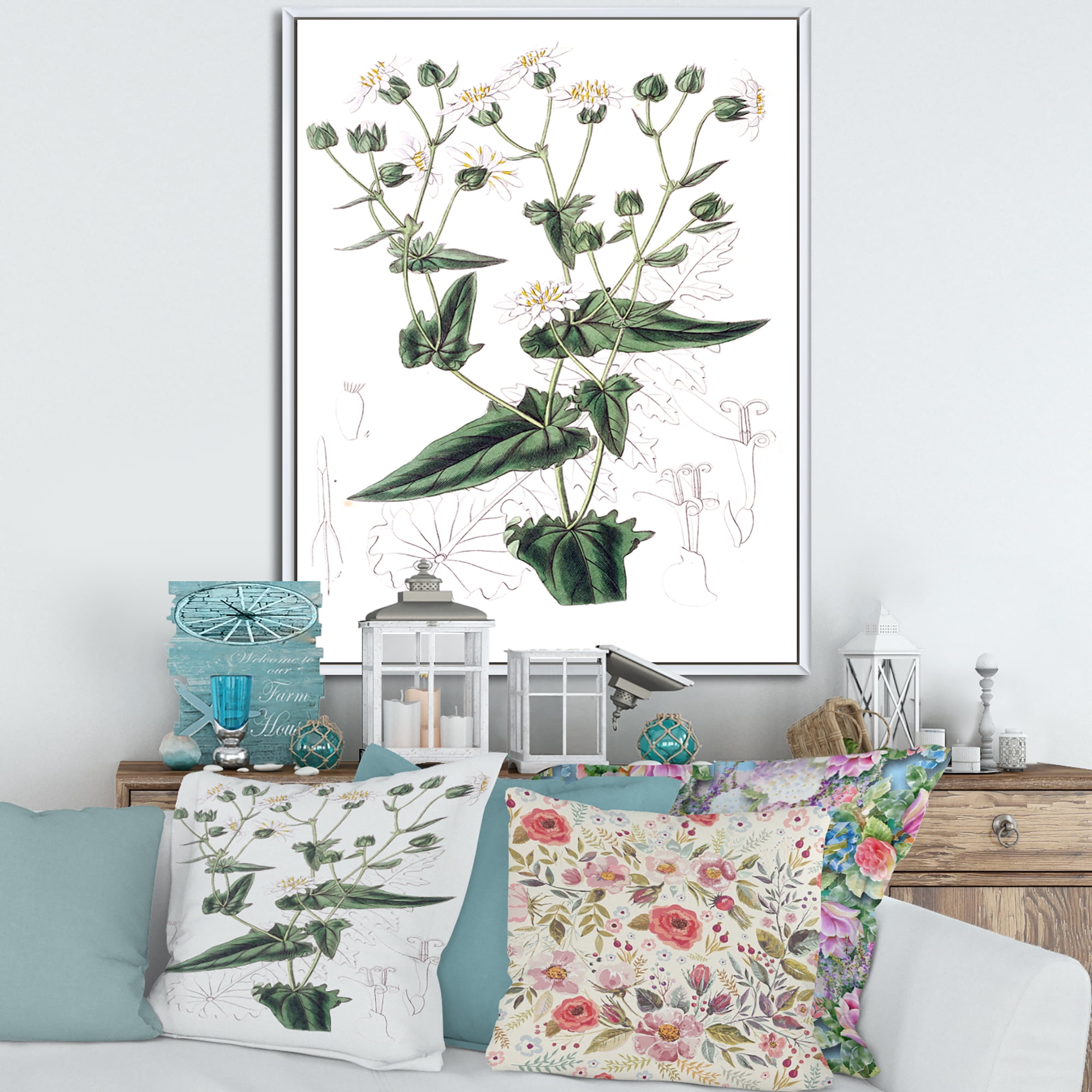 Ancient Plant Life XXII 16 in x 32 in Framed Painting Canvas Art Print, by Designart