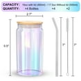 thumbnail image 2 of Drinking Glasses with Bamboo Lids and Glass Straw 16oz 4pcs Set Can Shaped Glass Cups for Beer Smoothies Cocktail Whiskey Iced Coffee Cordial Glasses, 2 of 6