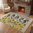 thumbnail image 2 of Kitchen Runner Rugs, Farm Cow Sunflower Wood Barn 3'x5' Throw Rug with Tassels, Rustic Black White Buffalo Plaid Washable Soft Floor Carpet Runner for Hallway Bedroom Bathroom Laundry Room, 2 of 9