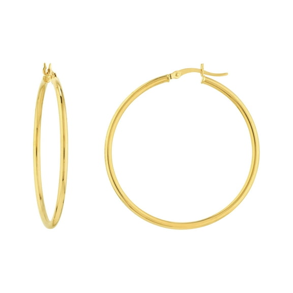 Honey Crush Real 10K Yellow Gold Polished Hoop Earrings (2mm, 40mm)
